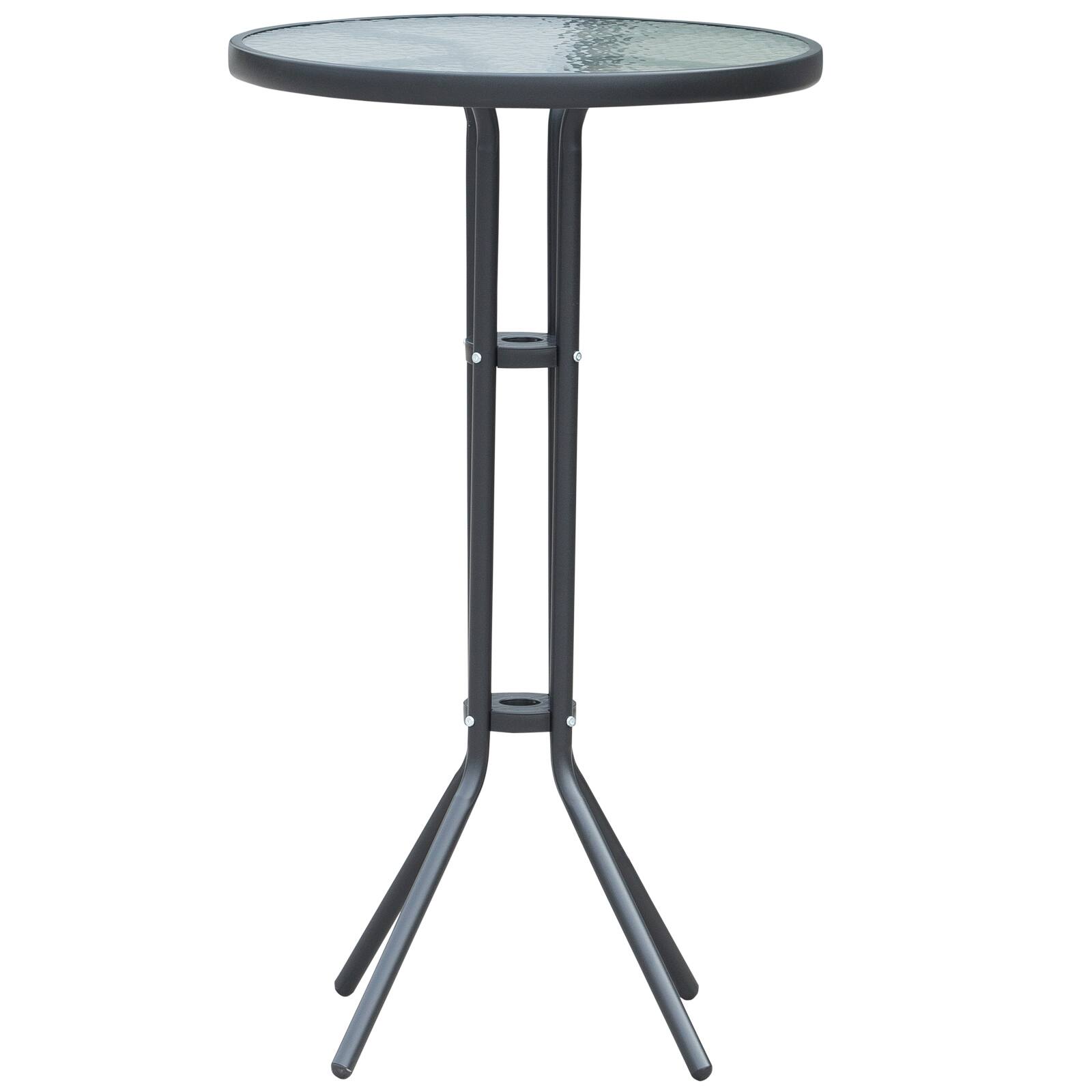 Alt View 3. Outsunny - 3 Piece Bar Height Outdoor Bistro Set for 2, Round Patio Pub Table 2 Bar Chairs with Comfortable Design & Strong Build - Charcoal Gray.