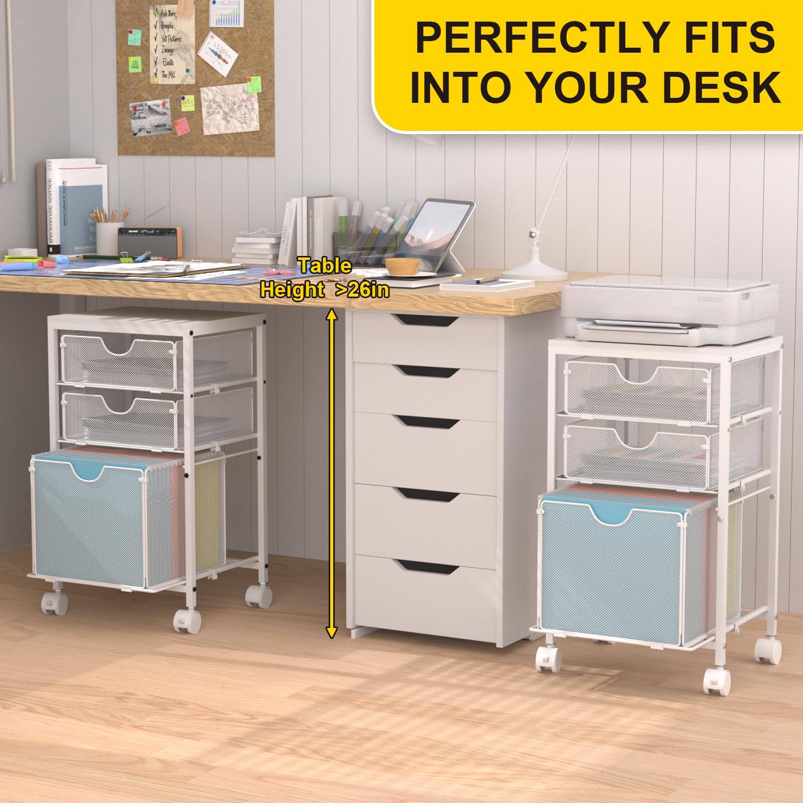 PERFECTLY FITS INTO YOUR DESK

Table Height >26in