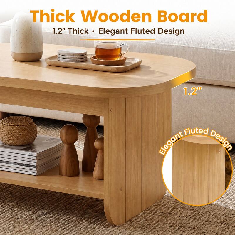 Thick Wooden Board  
1.2" Thick • Elegant Fluted Design