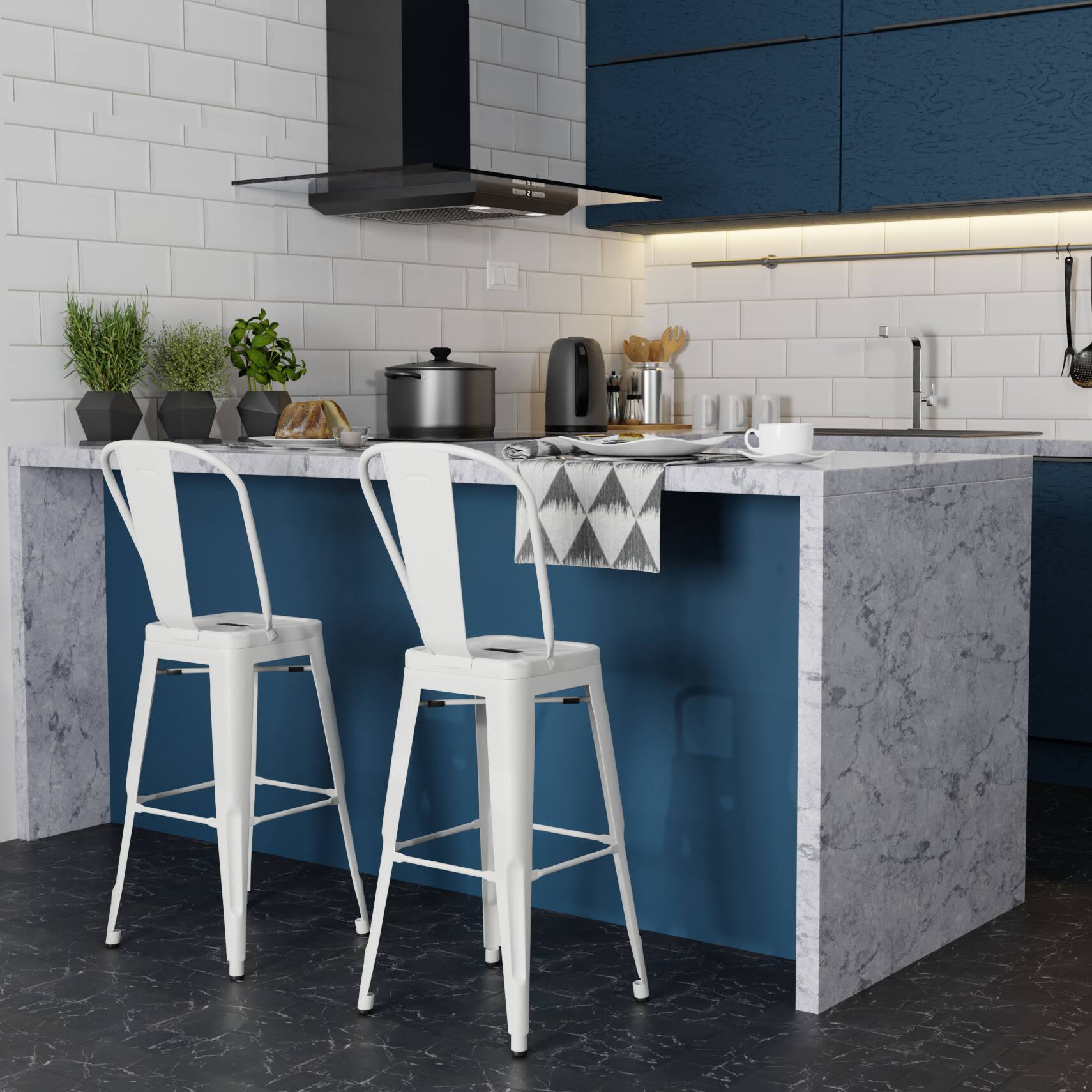 Left. Simpli Home - Fletcher 24 inch Metal Counter Height Stool (Set of 2) - White.