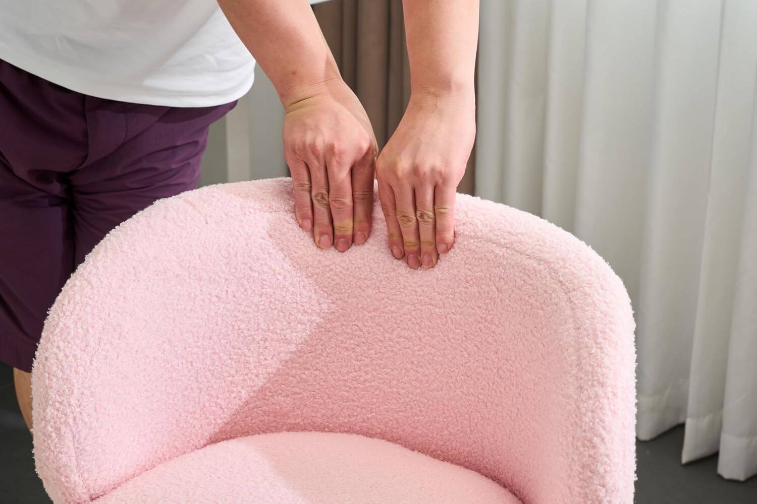 Alt View 4. Winado - Small Swivel Desk Chair Comfy no Wheels,Ergonomic Support Vanity Nail Tech Computer Task Stool Chair for Home Office - Pink.