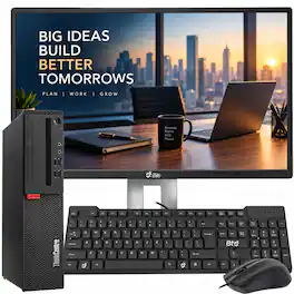 Lenovo - Refurbished Excellent - 7th Generation SFF M910 Desktop Computer | Intel i5-7th | 8GB DDR4 RAM | 256GB SSD + 22" LED | KB & M | Wi-Fi | Win11 - Black