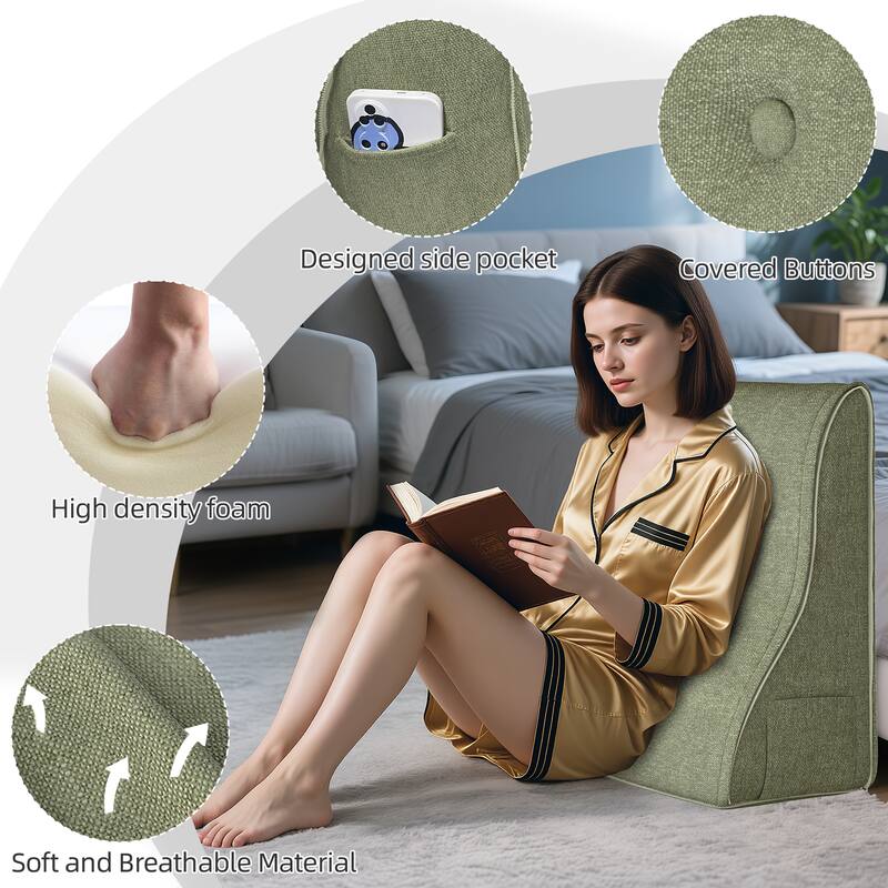 Designed side pocket, Covered buttons, High density foam, Soft and breathable material.