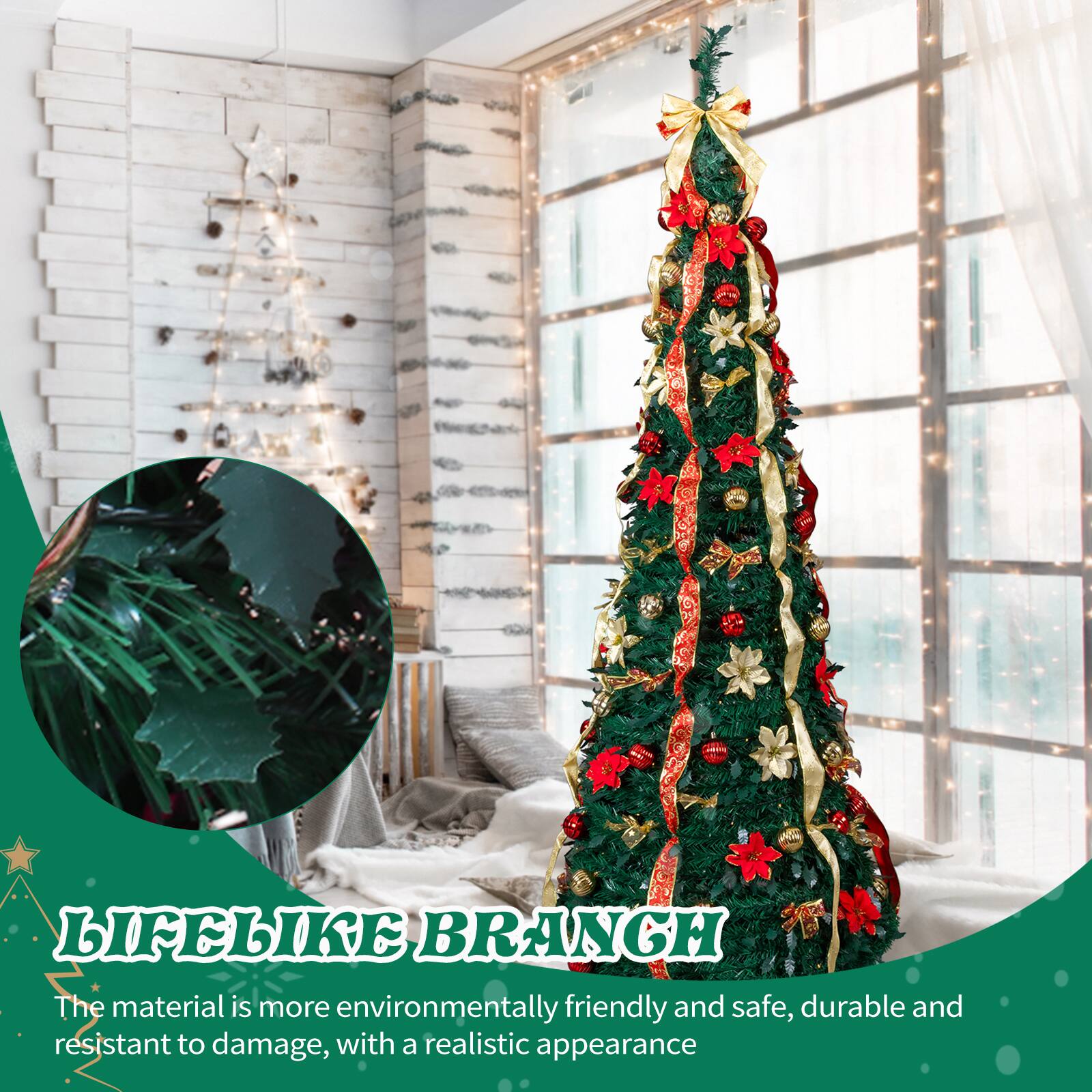 LIFELIKE BRANCH  
The material is more environmentally friendly and safe, durable and resistant to damage, with a realistic appearance