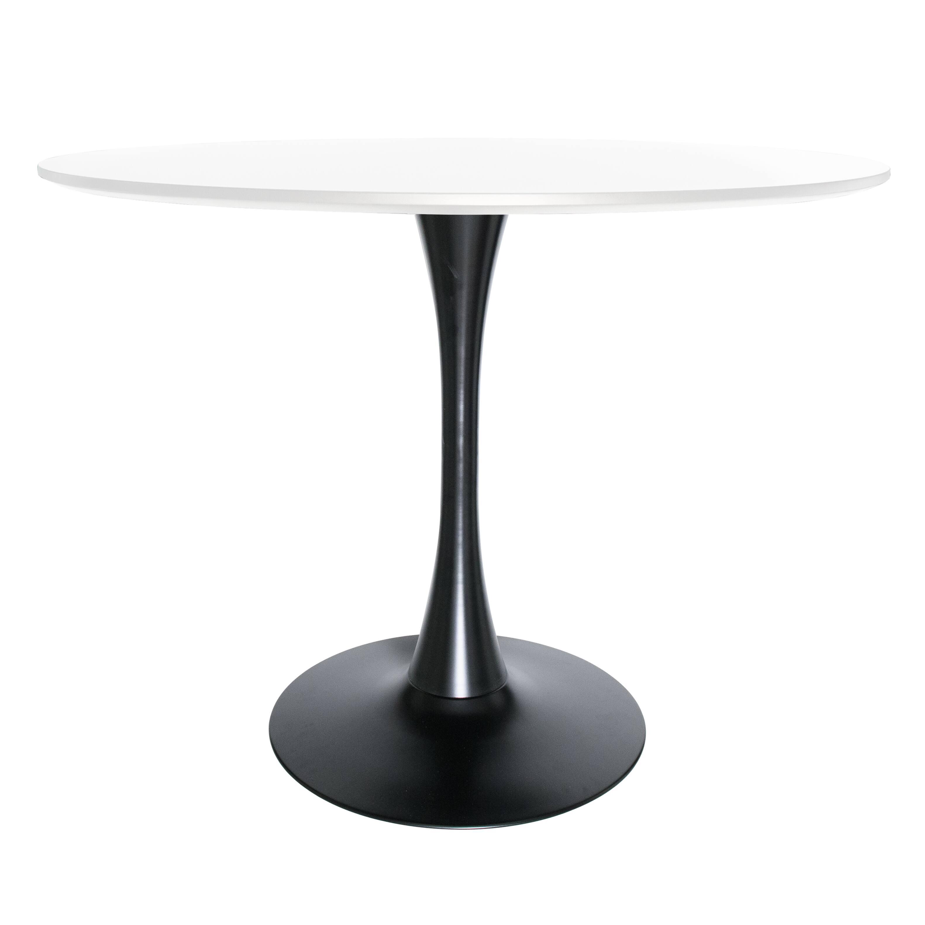 Alt View 2. LeisureMod - Bristol 40" Minimalist Round Pedestal Dining Table - Space-Saving Kitchen Table with Powder-Coated Steel Base - MDF - White.