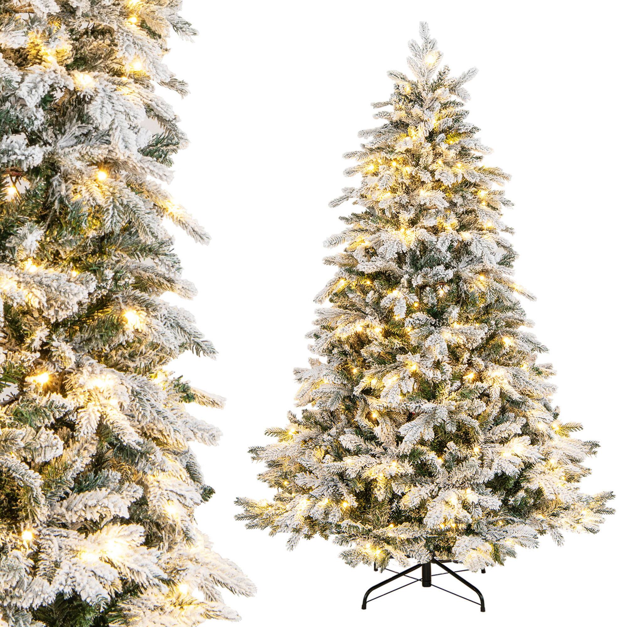 Alt View 9. Gymax - Gymax 6 ft Pre-Lit Artificial Christmas Tree Snow Flocked Hinged Xmas Tree w/ LED Lights - Green, White.