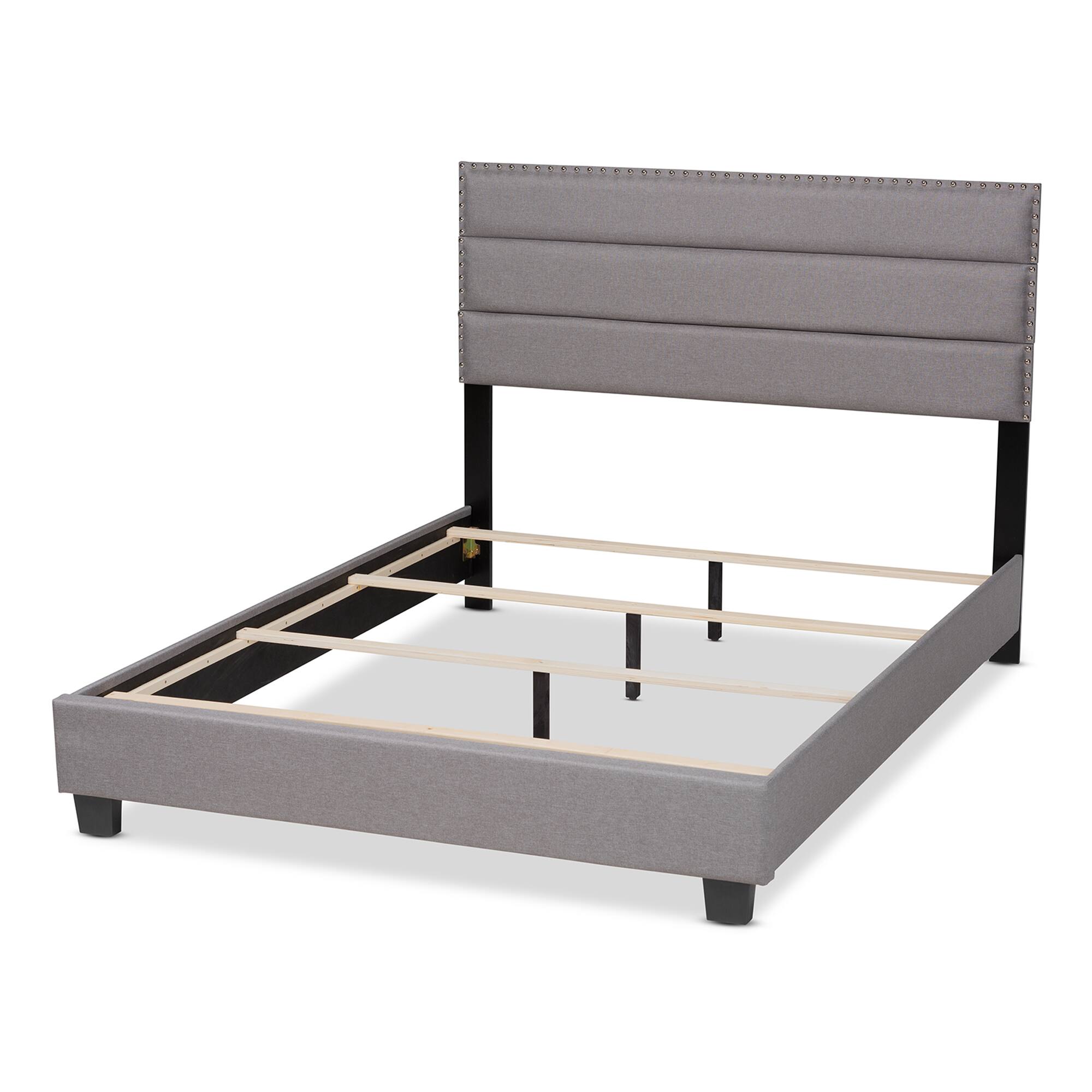 Left. Baxton Studio - Ansa Modern and Contemporary Fabric Upholstered Bed - Grey/Black.