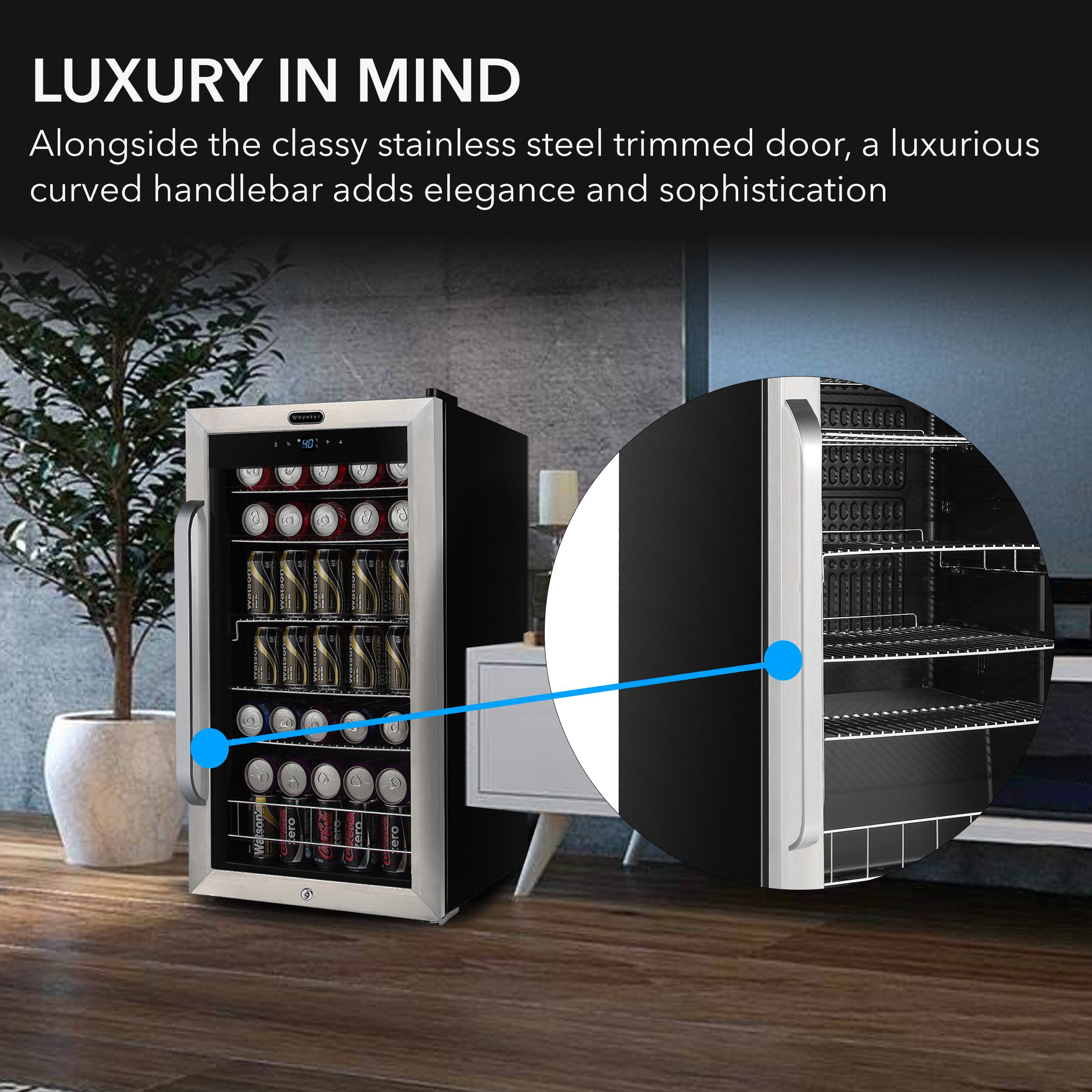 Alt View 15. Whynter - BR-1211DS Whynter Freestanding 121 Can Beverage Refrigerator with Digital Control and Internal Fan - Stainless steel.