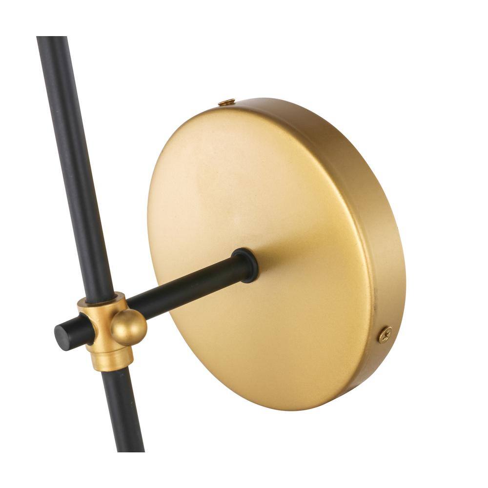Alt View 1. Living District - Mel 1 light Brass and Black and White shade wall sconce - Brass And Black And White Shade.