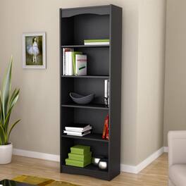 Hivvago - Contemporary Bookcase with 5 Shelves and Curved Accents - Black