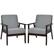Front. Costway - Set of 2 Fabric Accent Armchair Wooden Upholstered Lounge Chair - Dark Grey.