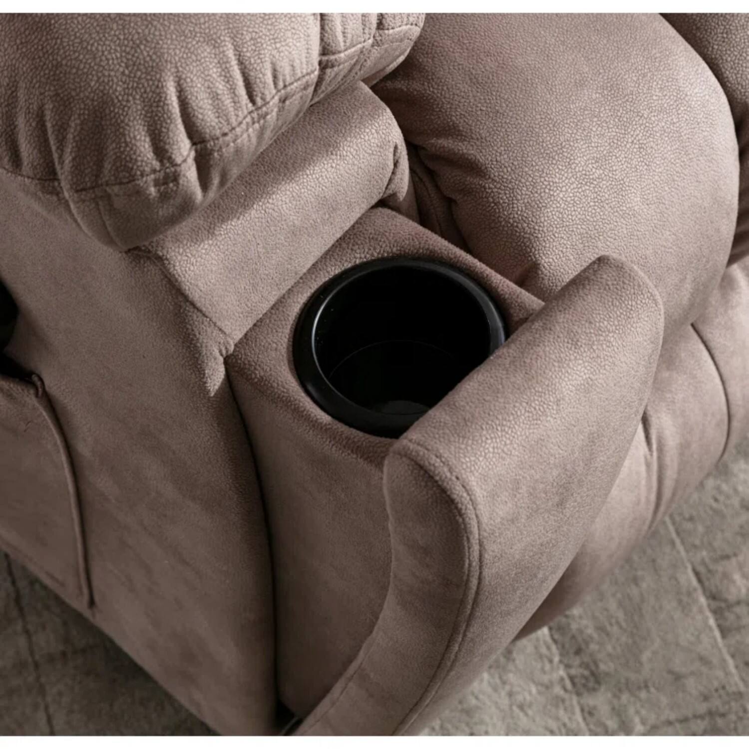 Left. Bestier - Bestier Light Brown Oversize Power Lift Recliner Chair with Massage and Heating - Light Brown.