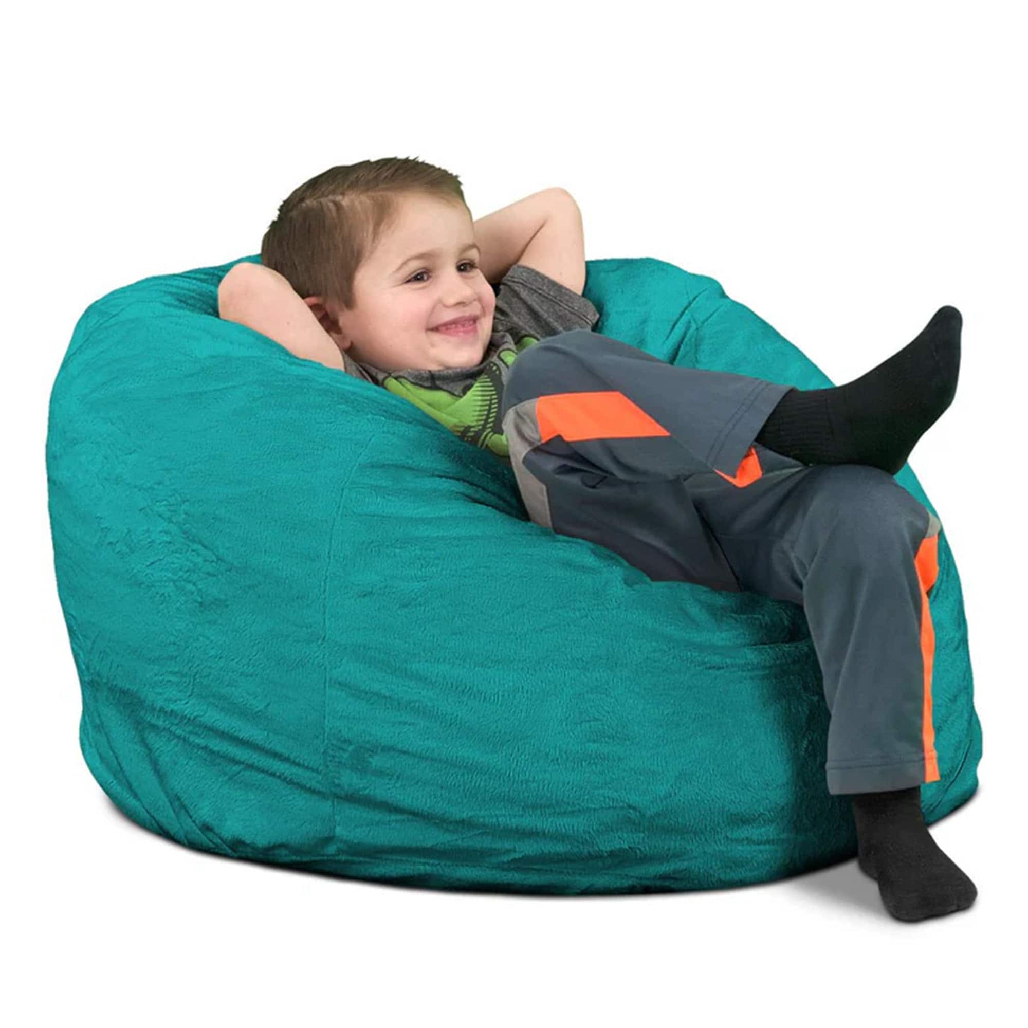 Ultimate Sack - Kids Bean Bag Chair, Oversized Indoor Comfy Lounger, Suede - Teal