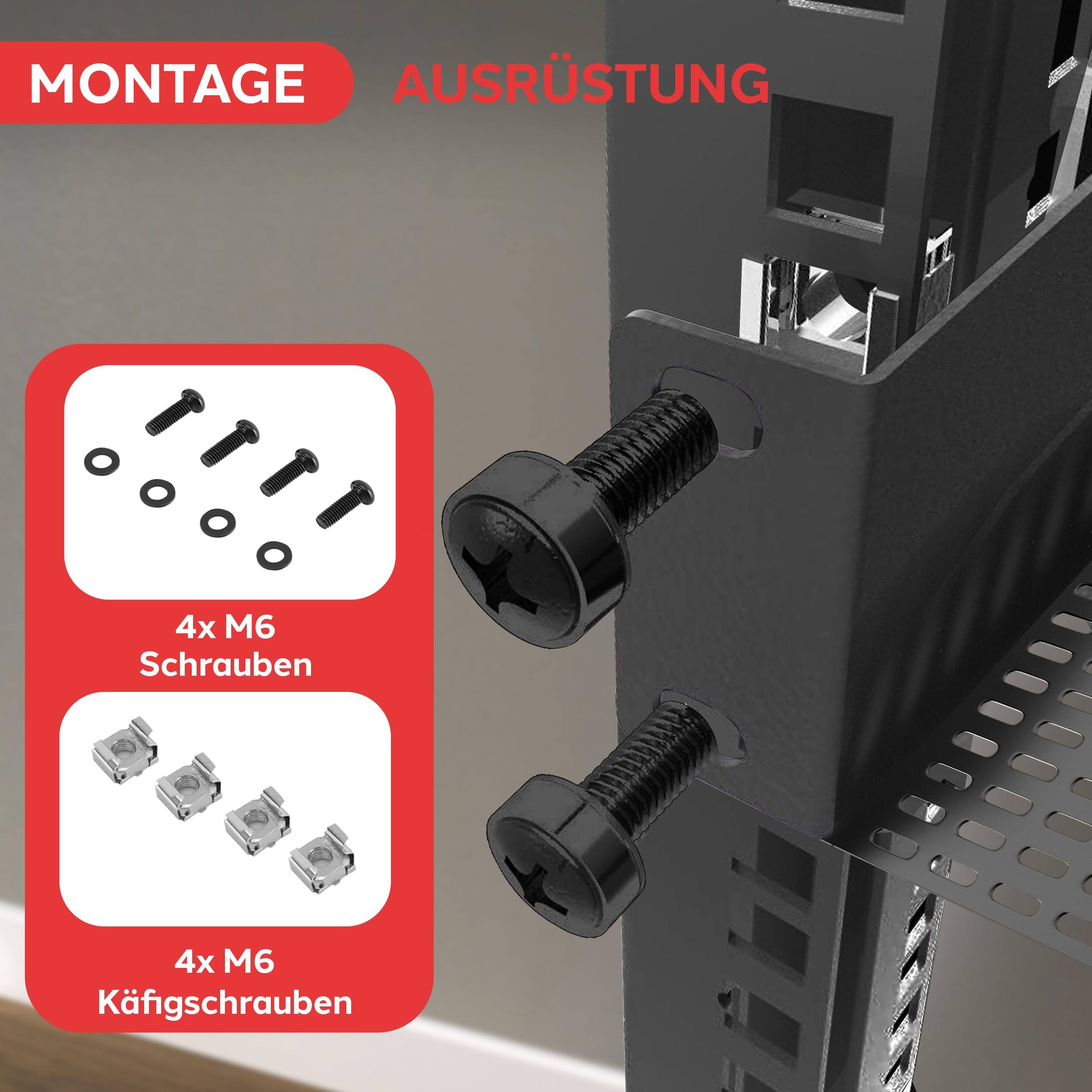 MONTAGE AUSRÜSTUNG  
4x M6 Schrauben  
4x M6 Käfigschrauben