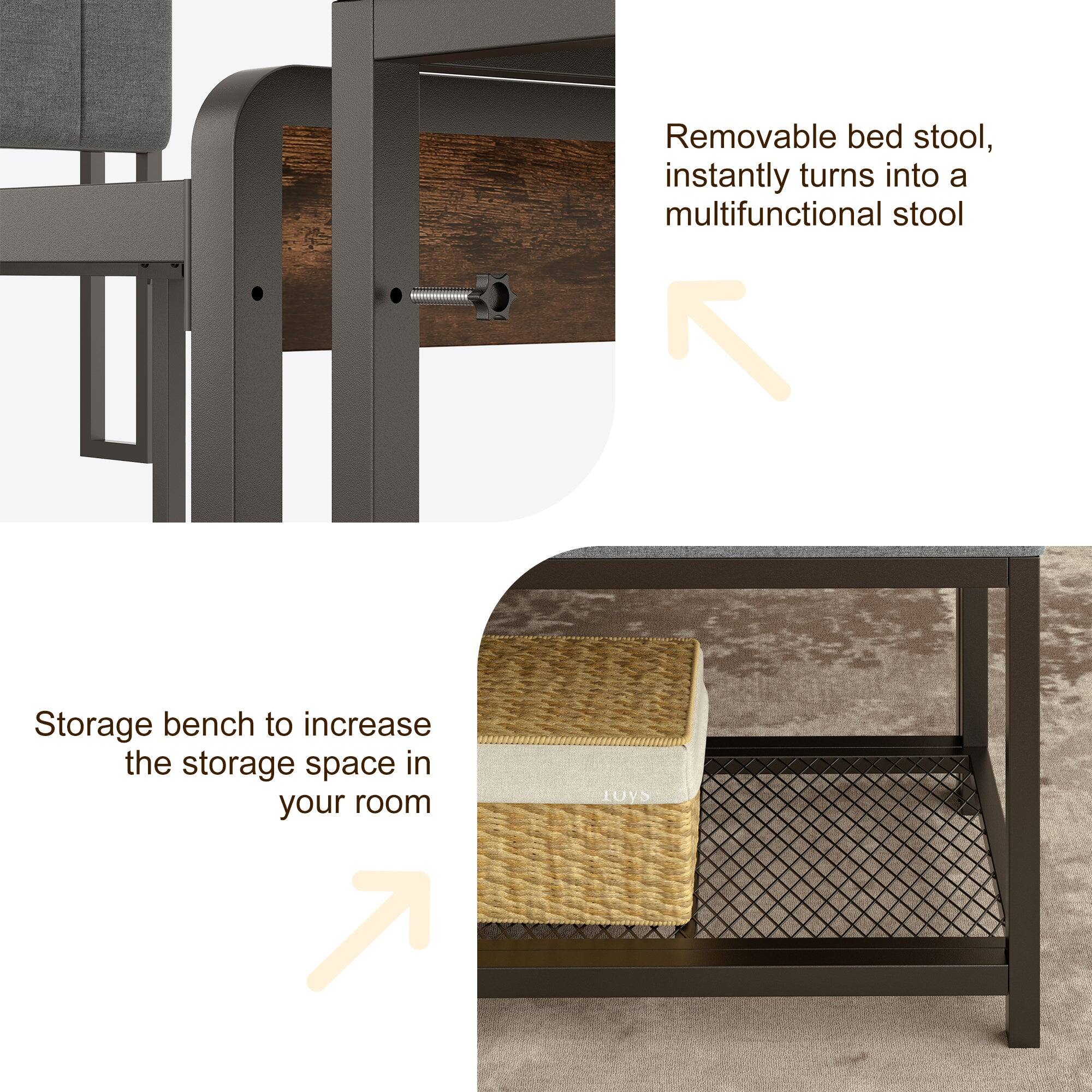 Removable bed stool, instantly turns into a multifunctional stool

Storage bench to increase the storage space in your room
