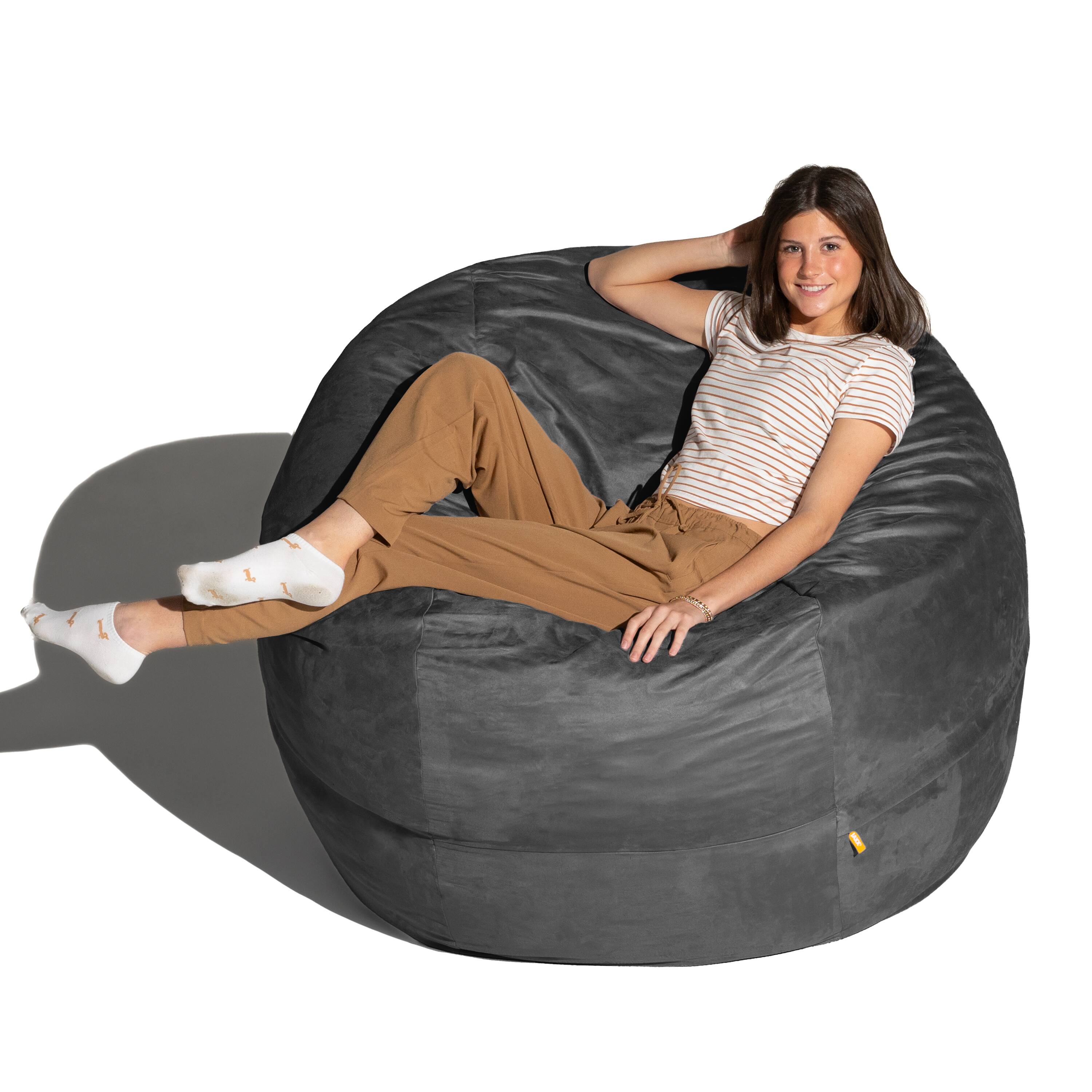 Left. Jaxx - Jaxx Saxx 5 Foot Large Bean Bag w/ Removable Cover, Black - Black.
