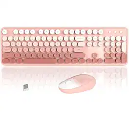 Reds Spade - Colorful And Mouse Combo 2 Retro Cute Round Keycaps Full sized Set With Button For Pc Laptop Desktop Gradie - Rose Gradient