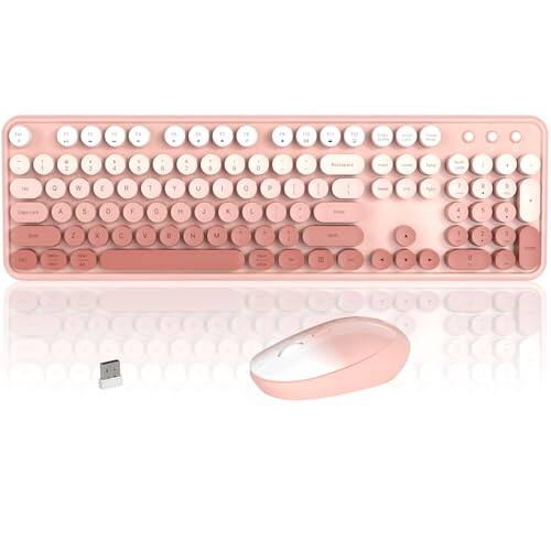 Front. Reds Spade - Colorful And Mouse Combo 2 Retro Cute Round Keycaps Full sized Set With Button For Pc Laptop Desktop Gradie - Rose Gradient.