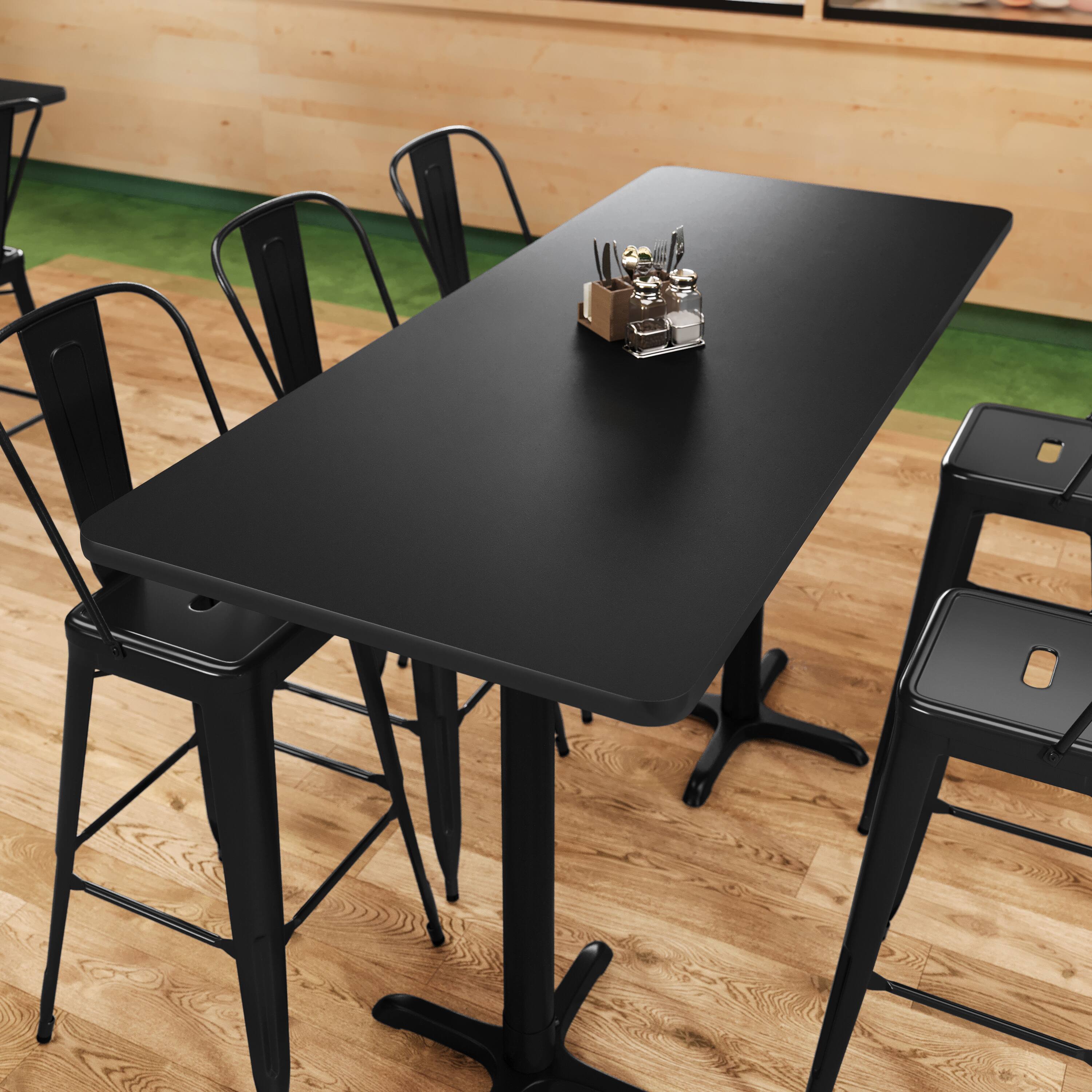 Alt View 4. Emma + Oliver - Commercial Table Top with Dual Bar Height Bases - Black.