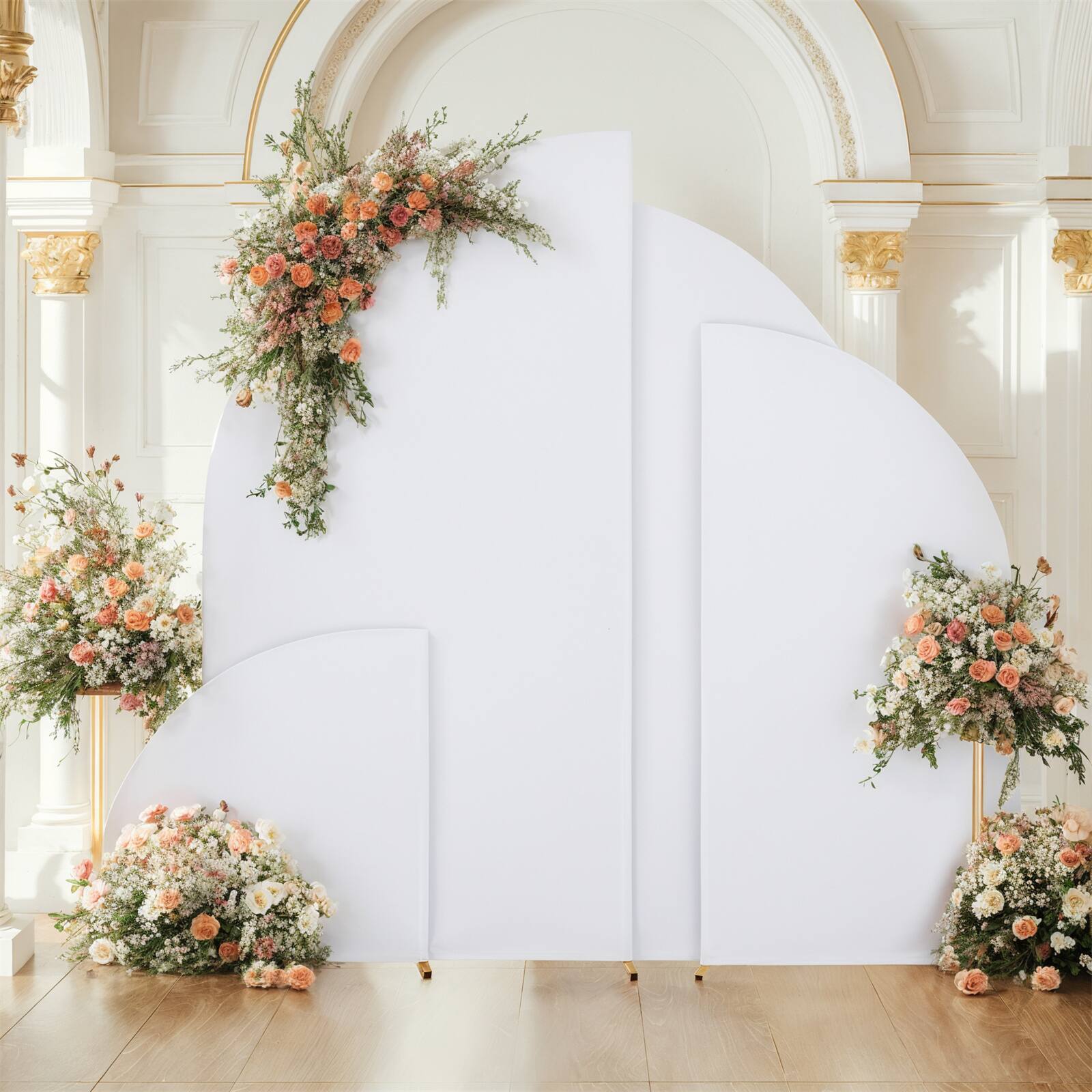 Left. GARVEE - Set of 4 Wedding Arch Cover, Spandex Fitted 2-Sided Backdrop Covers for Arch Stand - WHITE.