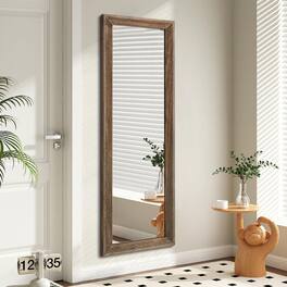 TECH SAFARI - Full Length Mirror With Wood Framed Modern Large Wall Mirrors Rectangle For Bedroom Living Room Bathroom Dr - Retro Brown 43"L x 14"W
