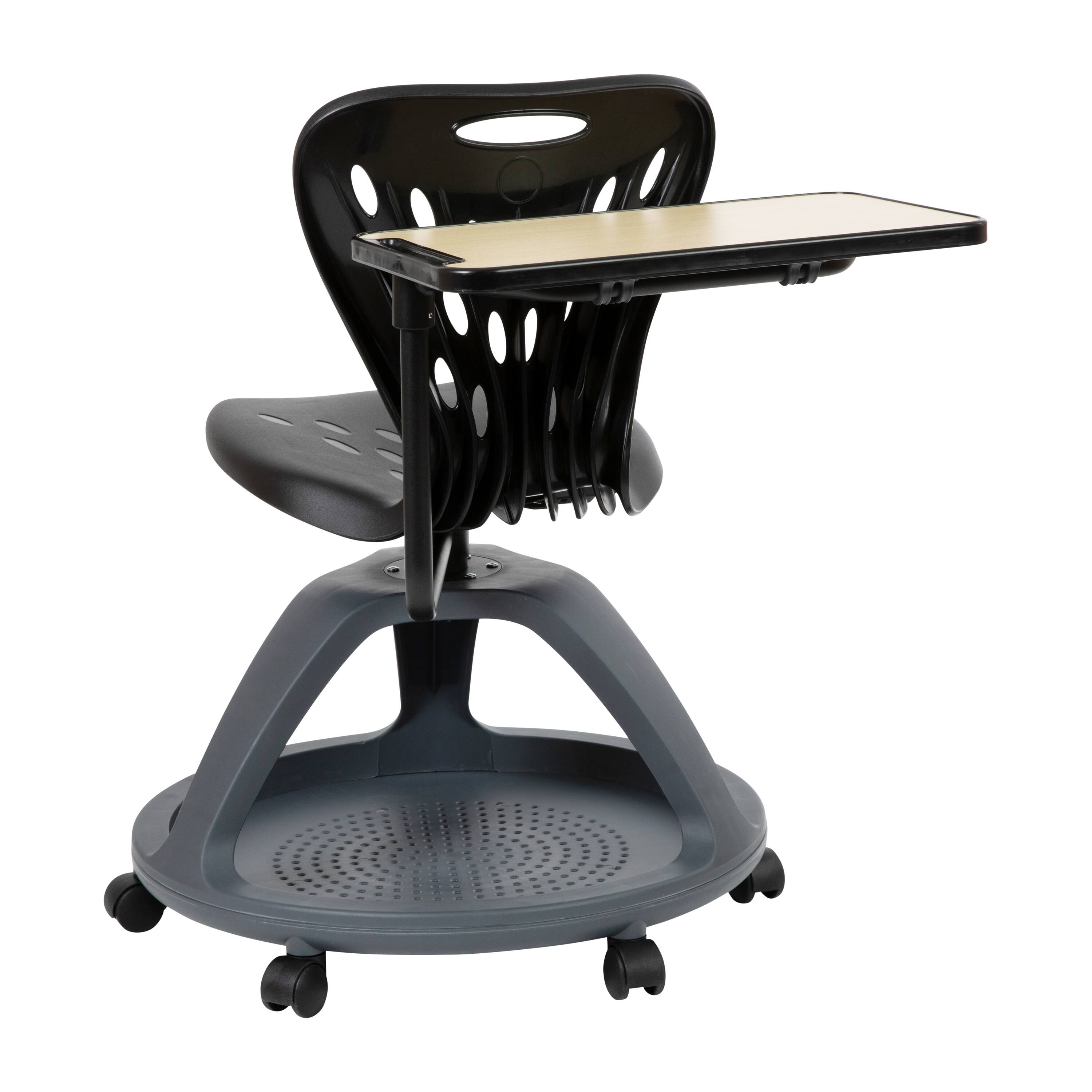 Alt View 10. Emma + Oliver - Mobile Desk Chair - 360° Tablet Rotation and Storage Cubby - Black.