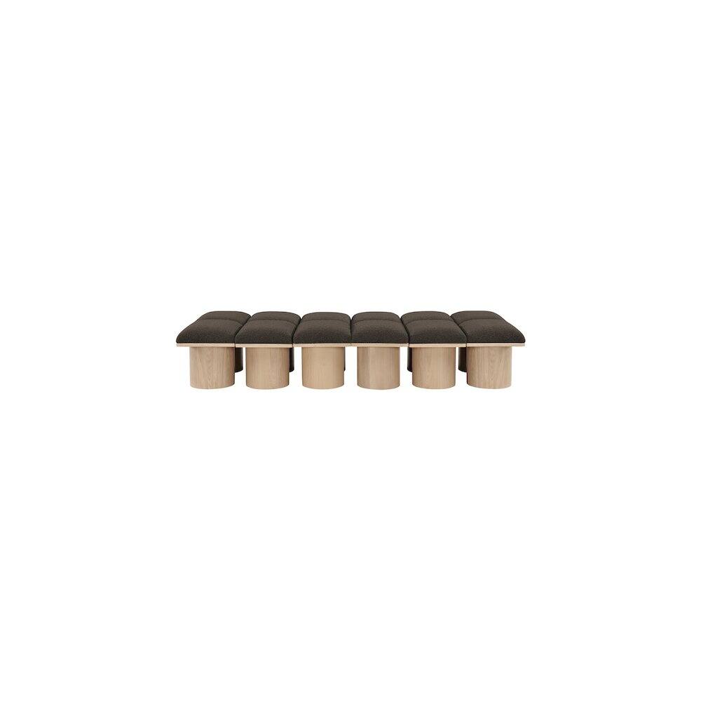 Alt View 1. Meridian Furniture - Pavilion Brown Boucle Fabric Bench - Brown.