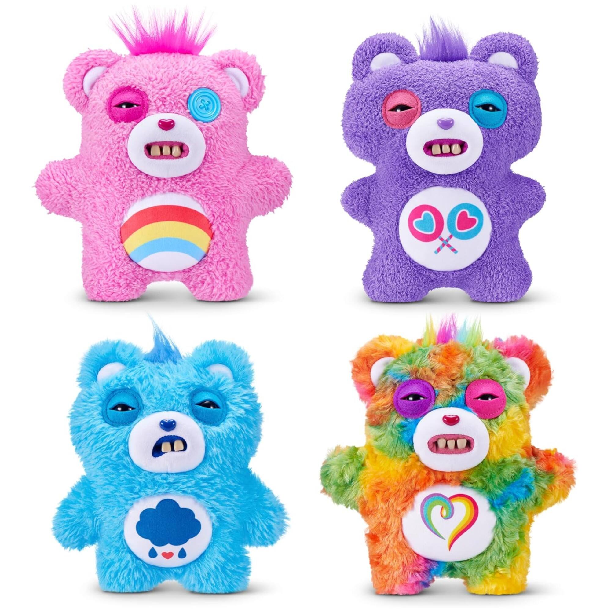 Alt View 1. Fuggler - Fuggler Care Bears 9-Inch Plush Toy (Cheer Bear) by ZURU – Funny Ugly Monster Stuffed Animal with Human-Like Teeth - Assorted Pre-Pack.