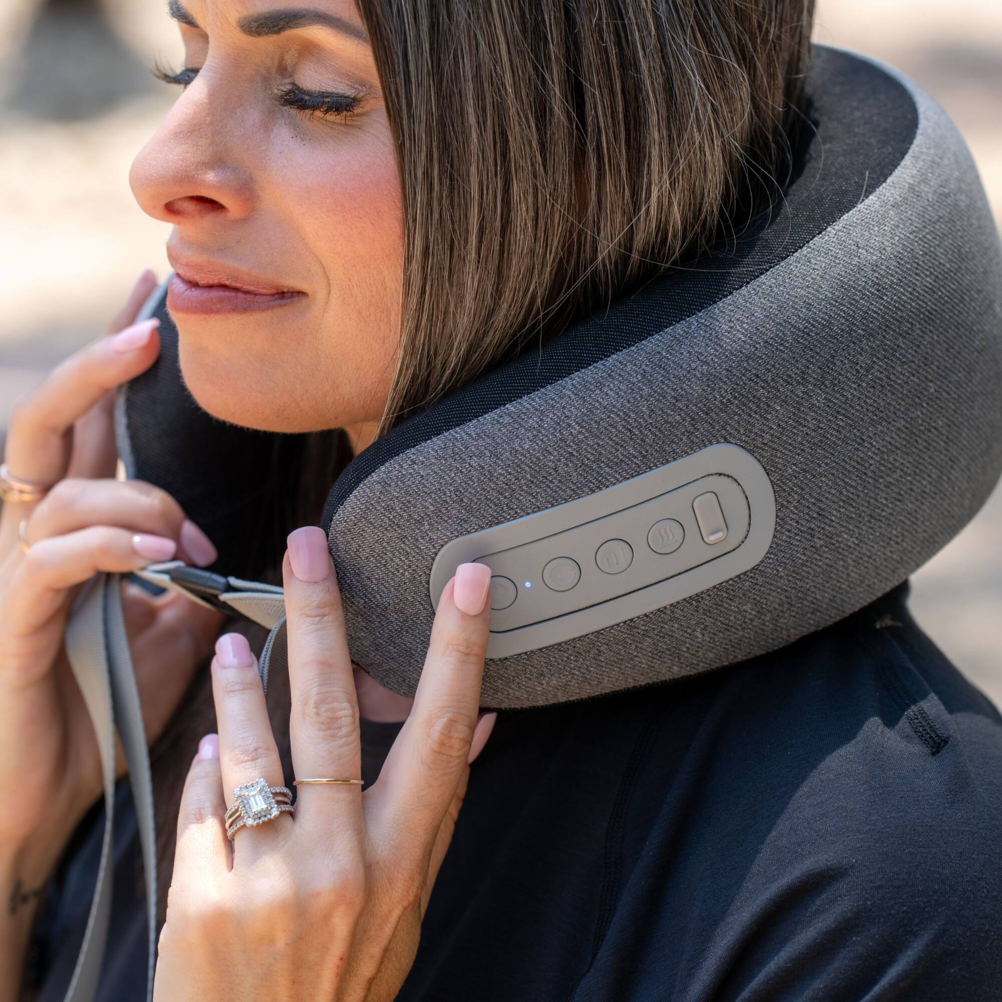 Angle. GhostBed - GhostBed Massaging Neck Pillow - Grey.