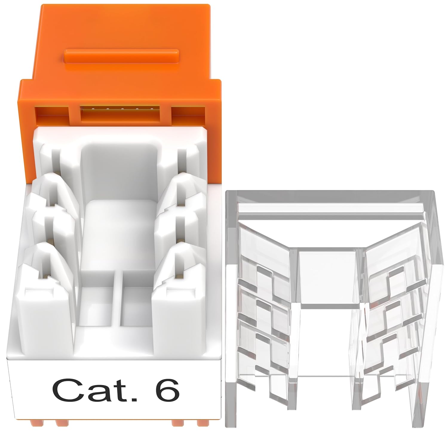 Alt View 4. Cables Direct Online - Cat6 45° Angled RJ45 Keystone Jack, 8P8C 110 Punch-Down, Gold-Plated Contacts, 10Gbps Ready, ANSI/TIA Compliant - Orange.
