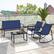 Back. Costway - 8 PCS Patio Rocking Set 4 Rocking Chairs & Loveseat with Glass-Top Table Outdoor - Navy,Black.