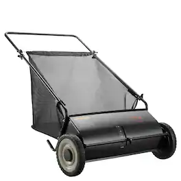 VEVOR - Push Lawn Sweeper, 26-inch Leaf & Grass Collector, Strong Rubber Wheels & Heavy Duty Thickened Steel, Durable to Use - Black