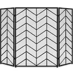 Front. Best Choice Products - Best Choice Products 52x31in 3-Panel Iron Chevron Fireplace Screen, Spark Guard w/ Handles - Black - Black.