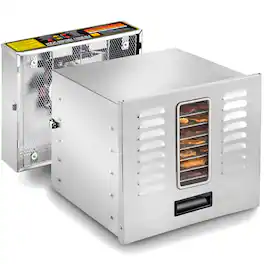 STX International - STX Intl Dehydra 1200W 10-Tray Dehydrator, Jerky Safe - Stainless Steel