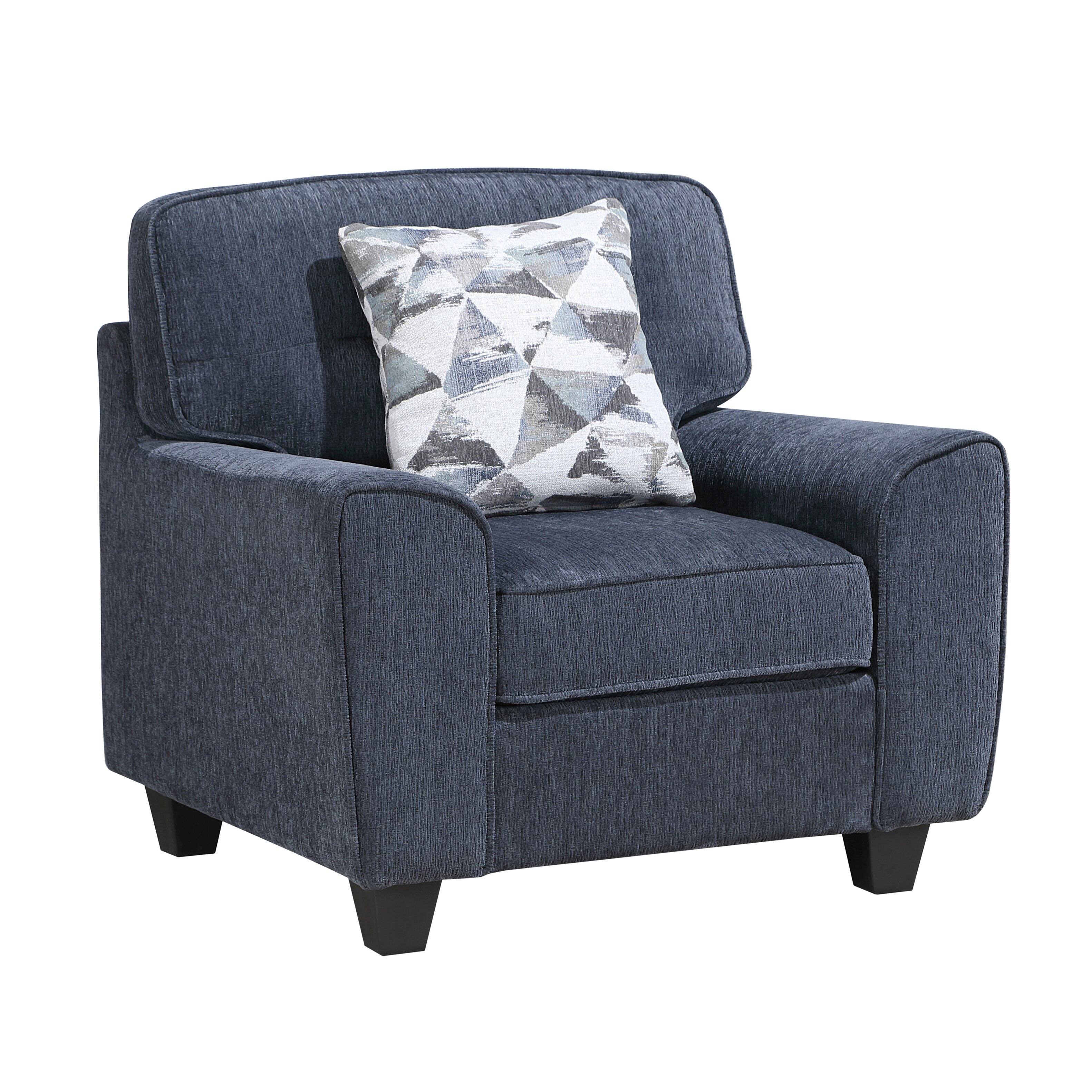 Alt View 1. Forest'nSky - Durable  Fabric Accent Chair with Decorative Pillow, Modern Living Room Armchair with Plush Cushion,Blue - Blue.
