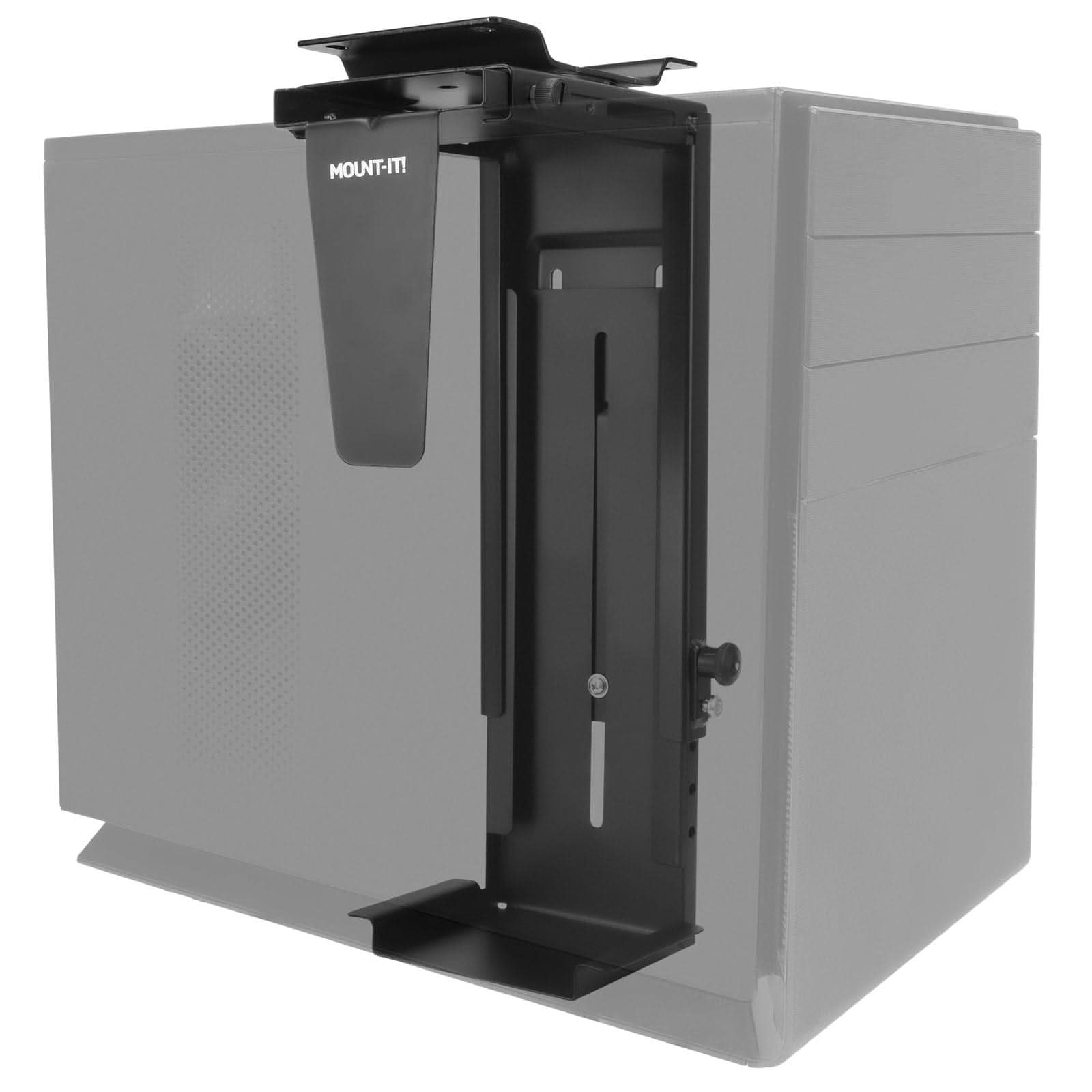 Alt View 6. Mount-It! - Under Desk Mount Computer Tower Holder – Adjustable CPU Mount with 360° Swivel, Fits Most Towers, Black - Black.