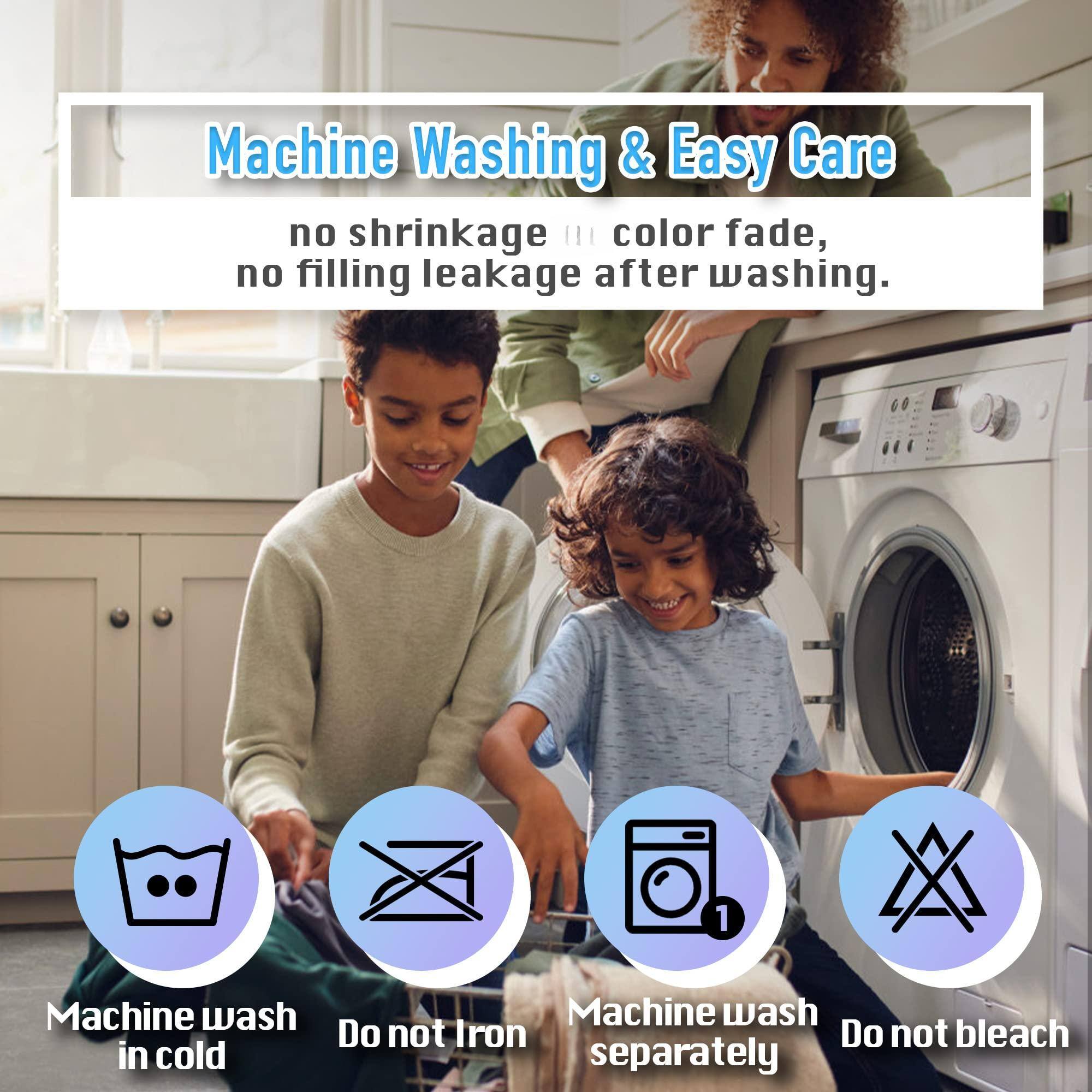 Machine Washing & Easy Care

- no shrinkage
- no filling leakage
- no color fade after washing.

Machine wash in cold

Do not Iron

Machine wash separately

Do not bleach
