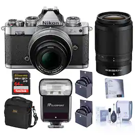 Bundle - Nikon - Z fc DX-Format Mirrorless Camera with 16-50mm f/3.5-6.3 Lens, Silver and 50-250mm f/4.5-6.3 Lens, with