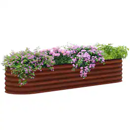 Outsunny - x 2' x 1.4' Galvanized Raised Garden Bed Kit - Brown