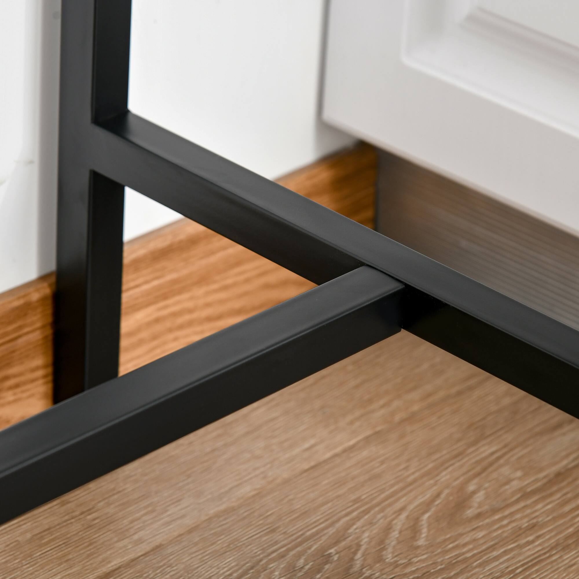 Alt View 8. Homcom - 3 Piece Bar Table and Chairs, Industrial Dining Table Set for 2, Counter Kitchen Table with Bar stools, for Small Space - Wood Color and Black.