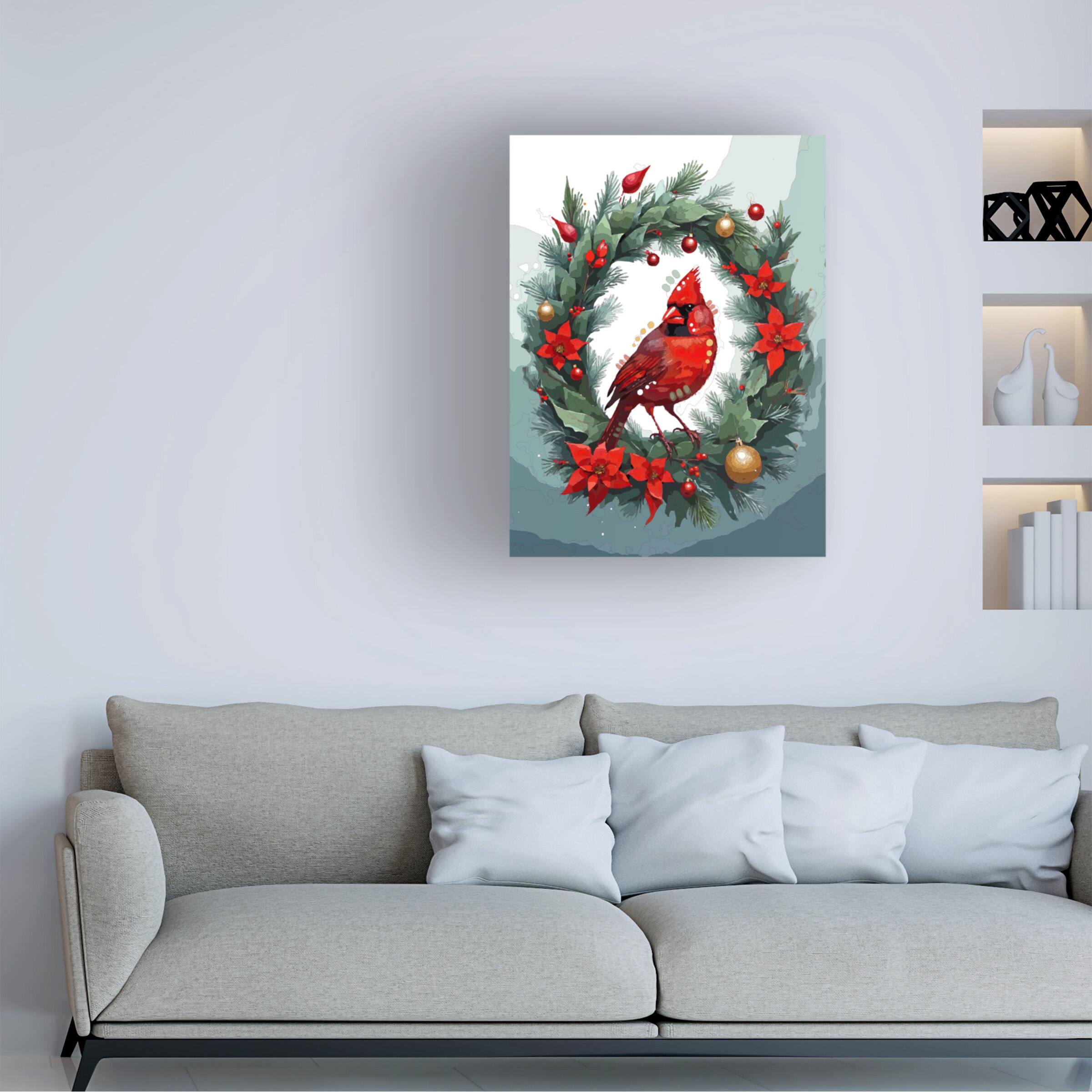 Angle. Trademark Fine Art - Dean Russo- Evolution Collection Christmas Cardinal Canvas Art - 14x19 - Multicolor.
