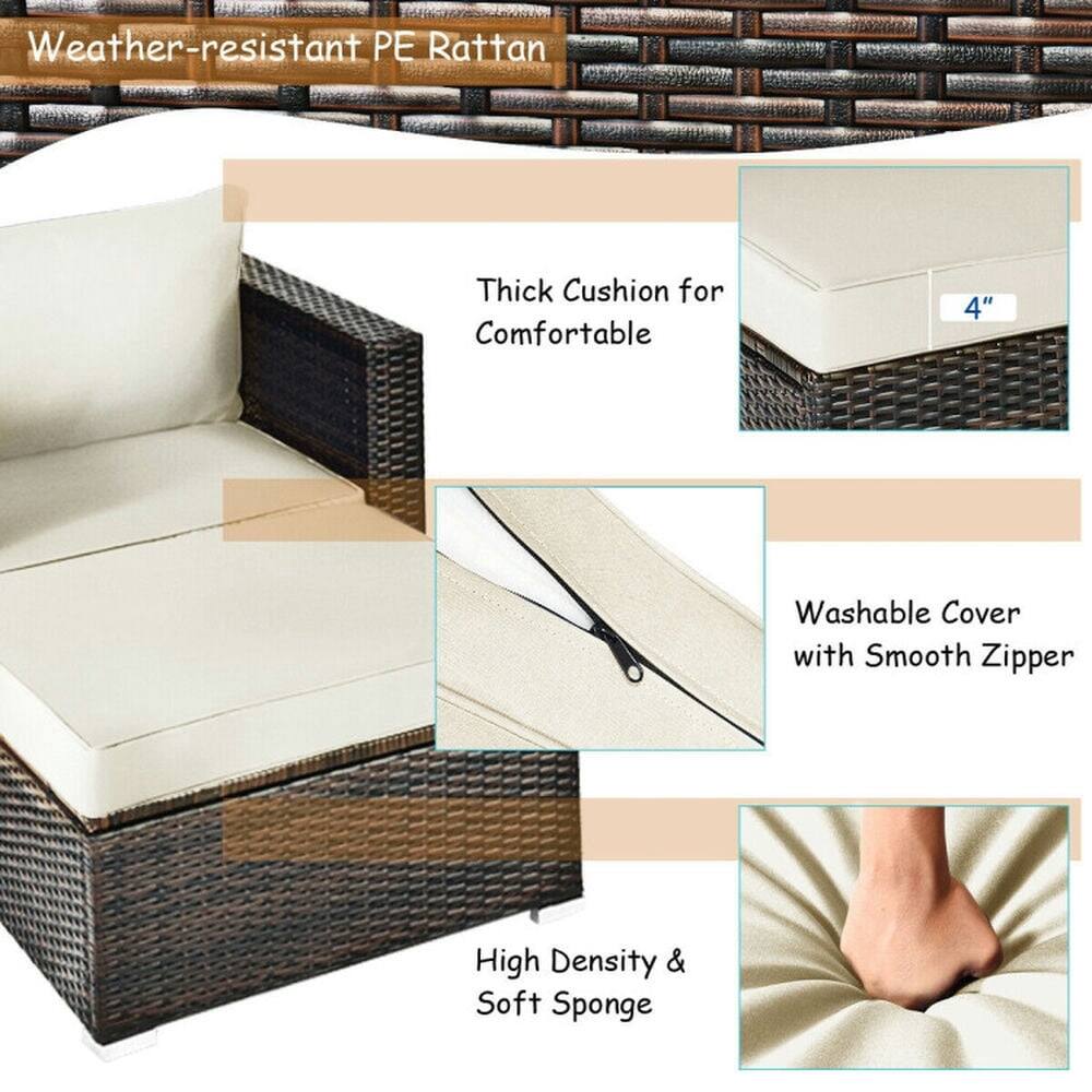 Weather-resistant PE Rattan

- Thick Cushion for Comfortable
- 4" 
- Washable Cover with Smooth Zipper
- High Density & Soft Sponge