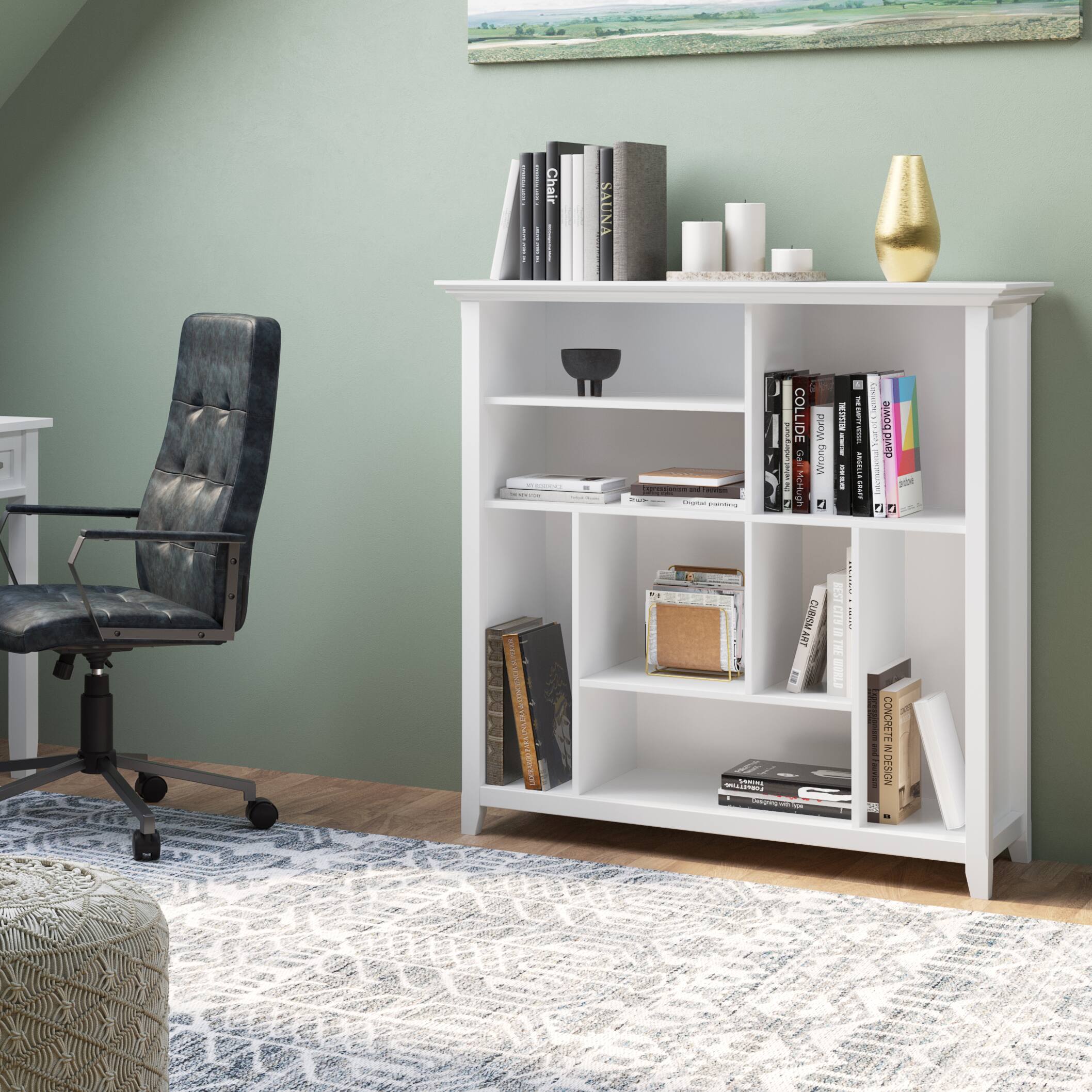 Left. Simpli Home - Amherst Multi Cube Bookcase and Storage Unit - White.