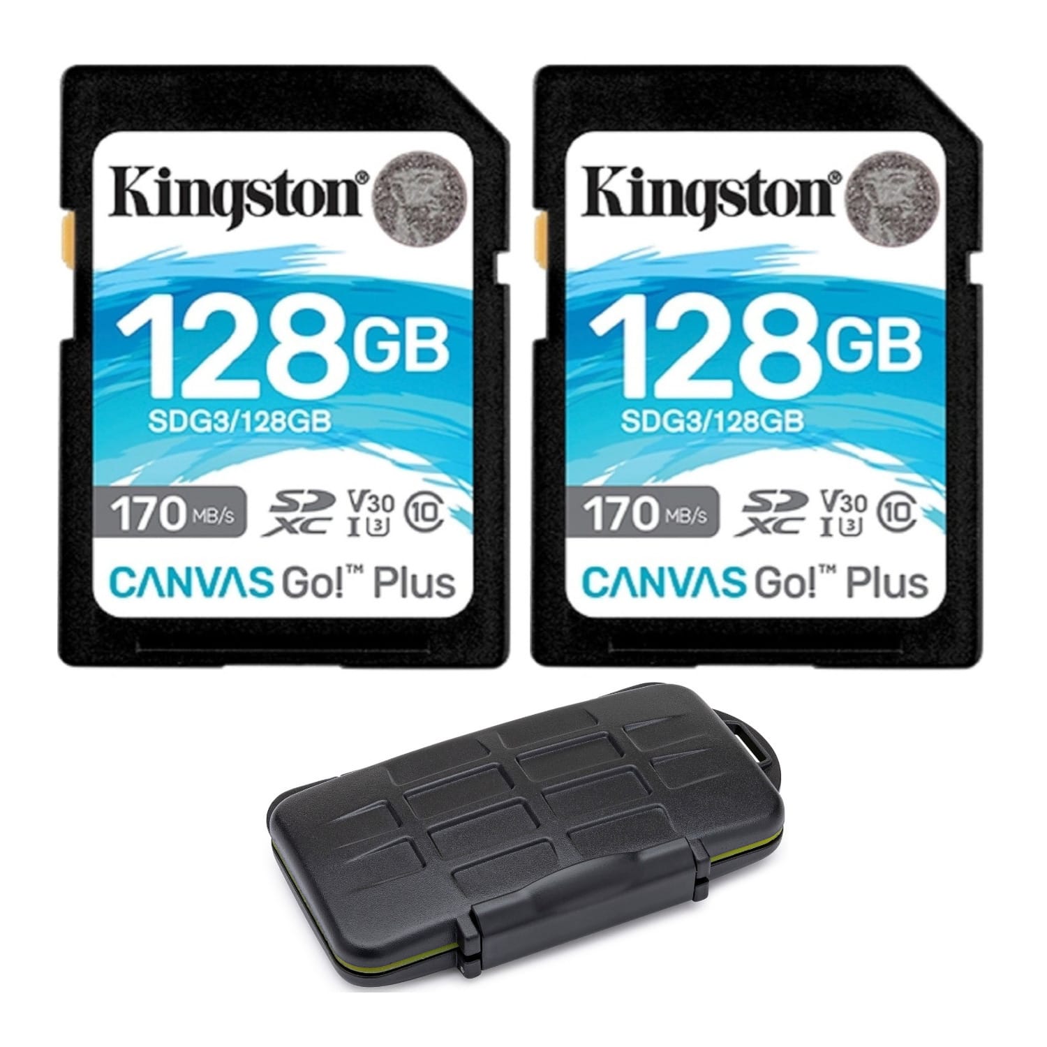 Kingston - 128GB 170MB/s Read Memory Card (2-Pack), Koah Memory Card Storage Case