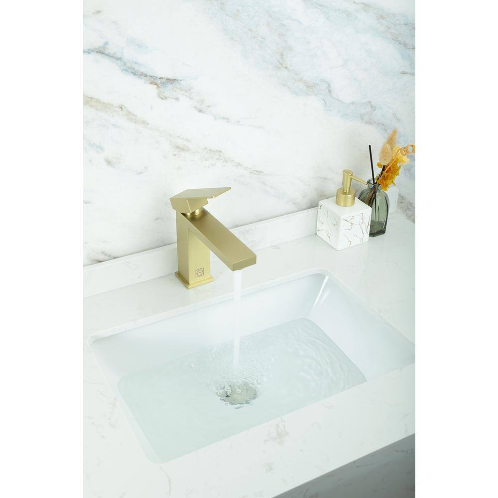 Alt View 6. Elegant Kitchen and Bath - Jakob Single Hole Single Handle Bathroom Faucet in Brushed Gold - Brushed Gold.