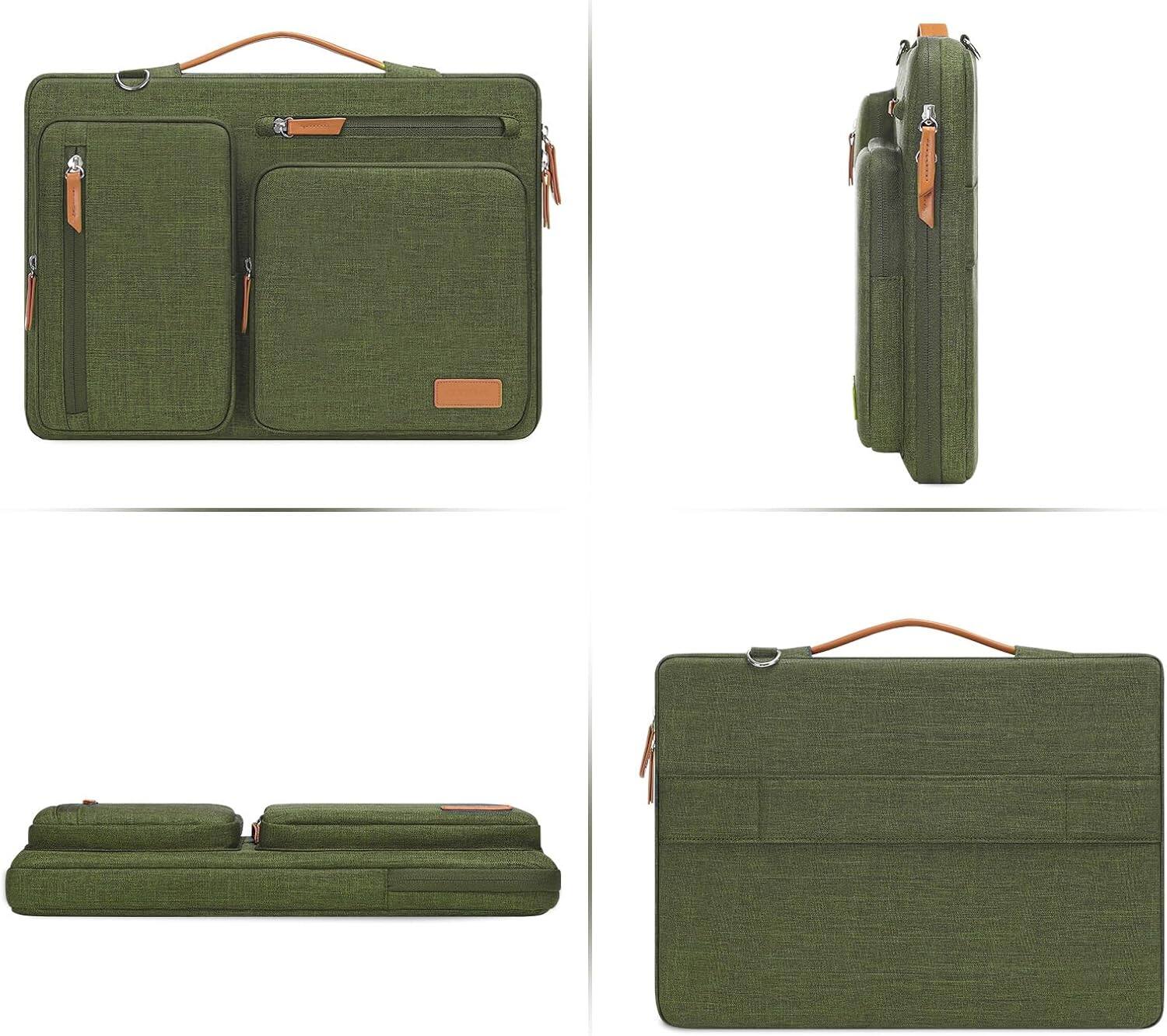 Alt View 3. mosiso - 360 Protective Laptop Shoulder Bag 15-15.6 inch Computer Messenger Bag for MacBook Pro 16 inch HP Dell Lenovo Asus - Olive Green.