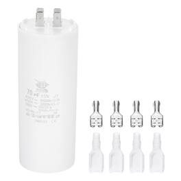 Unique Bargains - 70uF CBB60 Run Capacitor, AC 450V 4 Pin Double Insert with Sheath Spring for Motor Start - White