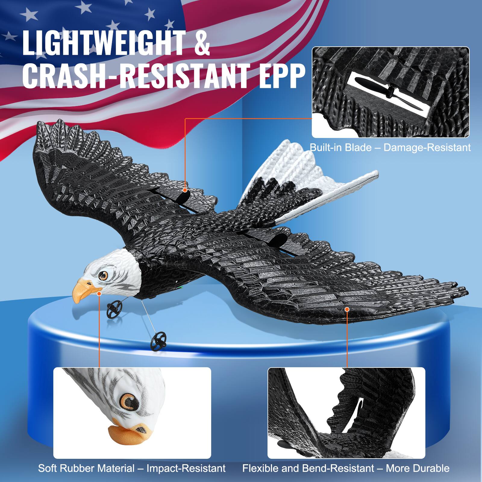 LIGHTWEIGHT & CRASH-RESISTANT EPP

Built-in Blade – Damage-Resistant

Soft Rubber Material – Impact-Resistant

Flexible and Bend-Resistant – More Durable