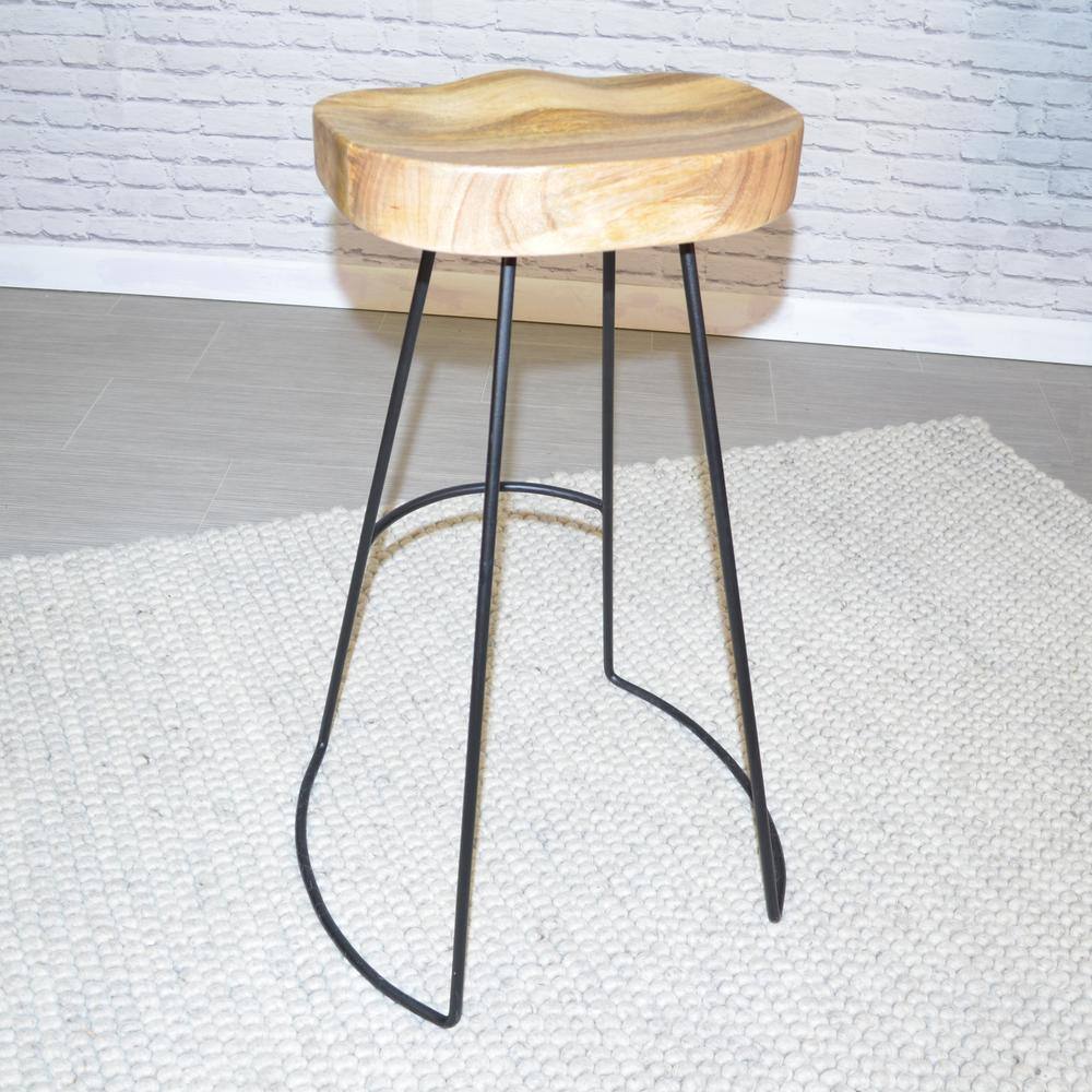 Left. Carolina Chair & Table - Saga 31" Barstool - Set of 2 - Natural Seat - Black Base - Natural, Black.