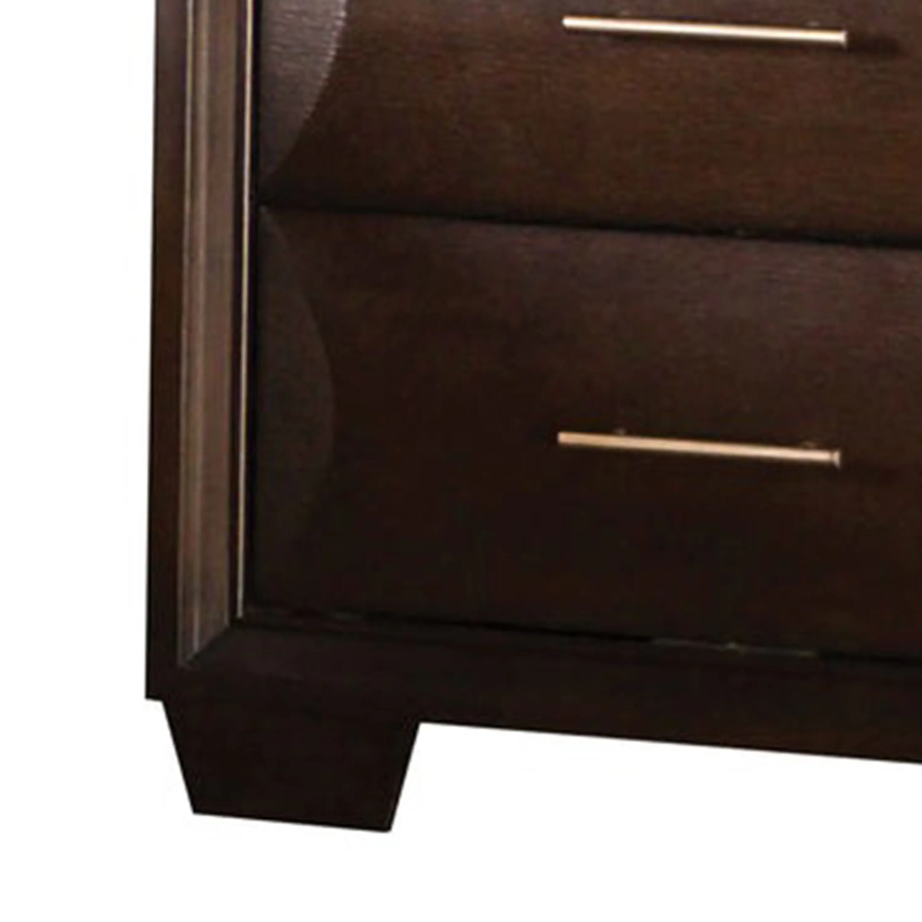 Alt View 3. Manhattan Lane - Nitz Nightstand, 2 Drawers, Espresso Brown Solid Wood, 27 Inch - Espresso Brown, Gold.